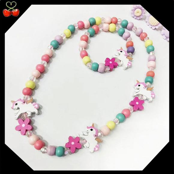 🍒 Natural Wooden Bead 📿 Necklace + Bracelet Set - Picture 7 of 8